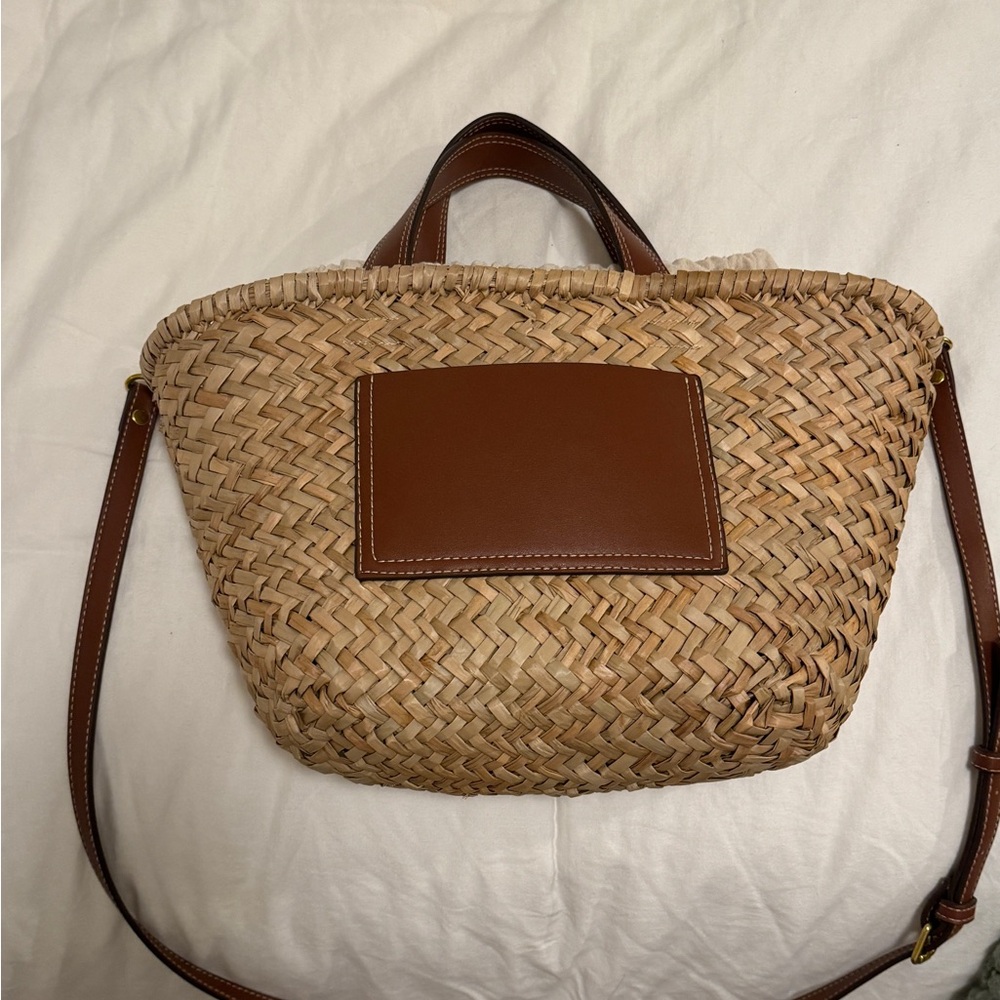 MANGO straw midi tote